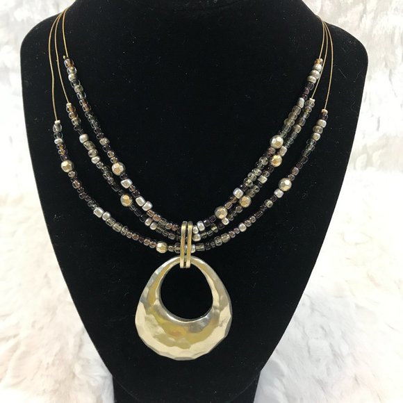 Jewelry - Multi Strand invisible Tribal Hammered Necklace